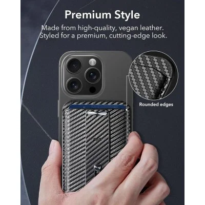 Wallet Magsafe Leather Grip Esr - Carbon Fiber